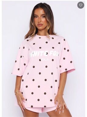 White Fox Offstage Printed Oversized Tee Posy Polka Dot M/L